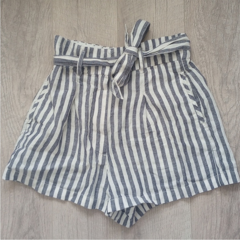 Cynthia Rowley Navy and White Striped High Waist Shorts